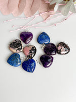 Edelstein Herz Anhänger Lapislazuli Amethyst Rhodonit Naturstein