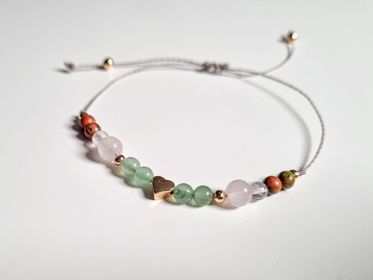 Armband Körper, Geist und Seele mit Makrameeverschluss
