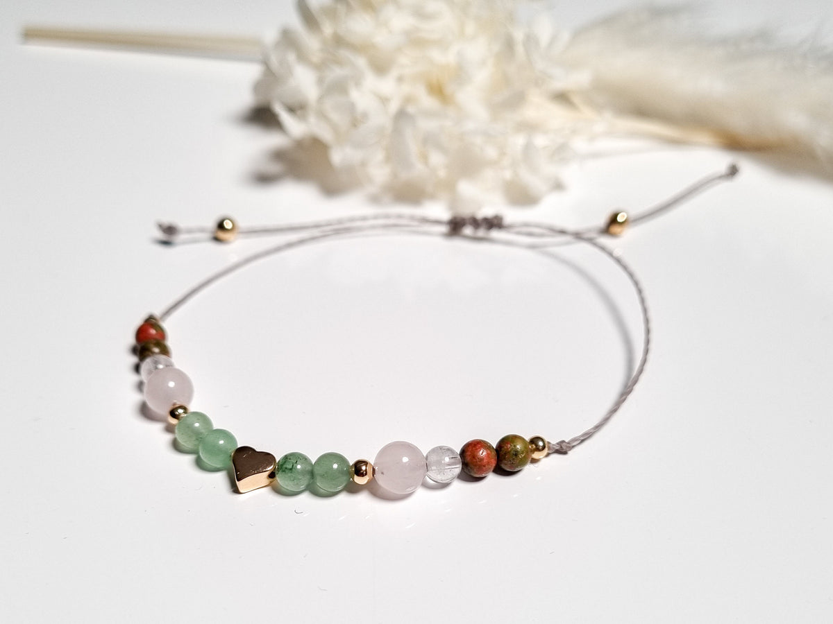 Armband Körper, Geist und Seele mit Makrameeverschluss