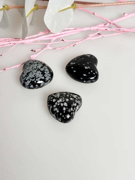 Snowflake Obsidian Heart drilled 2.4x2.4cm