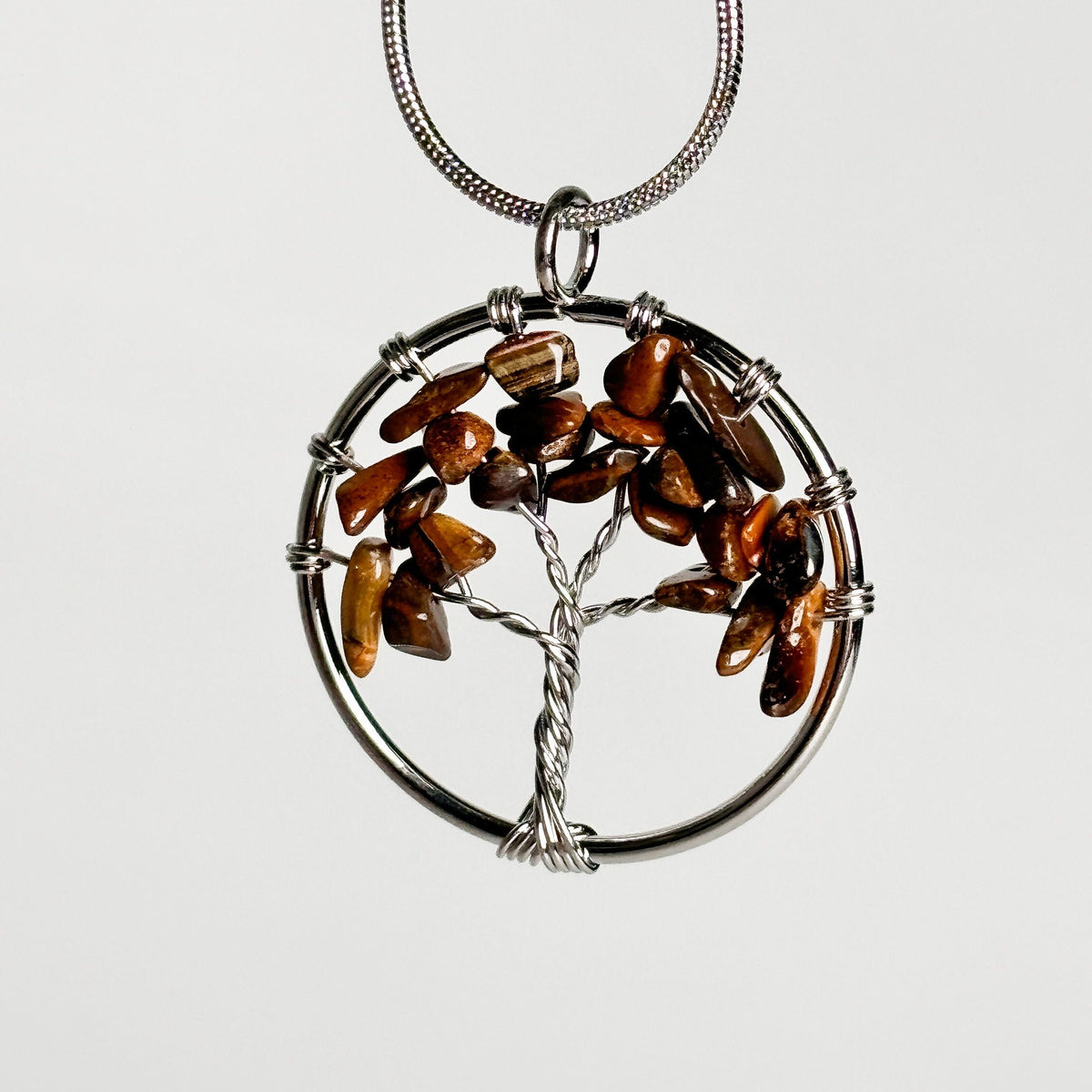 Tree of Life Kettenanhänger mit Tigerauge – Natürliche Harmonie
