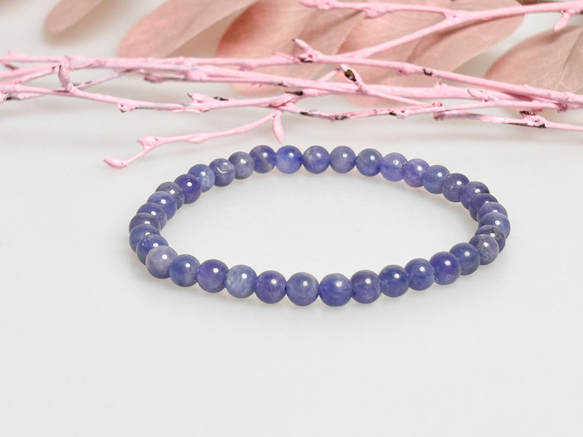 Elegantes Tansanit: Perlenarmband, 17,5cm Länge