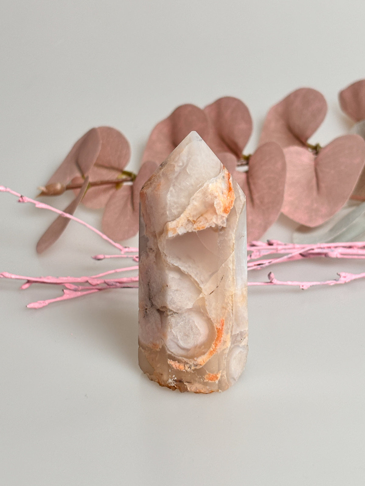Blumen Achat Turm 6,8x3 cm - 79g | Wunderschöner Kristall mit natürlichem Blumenmuster