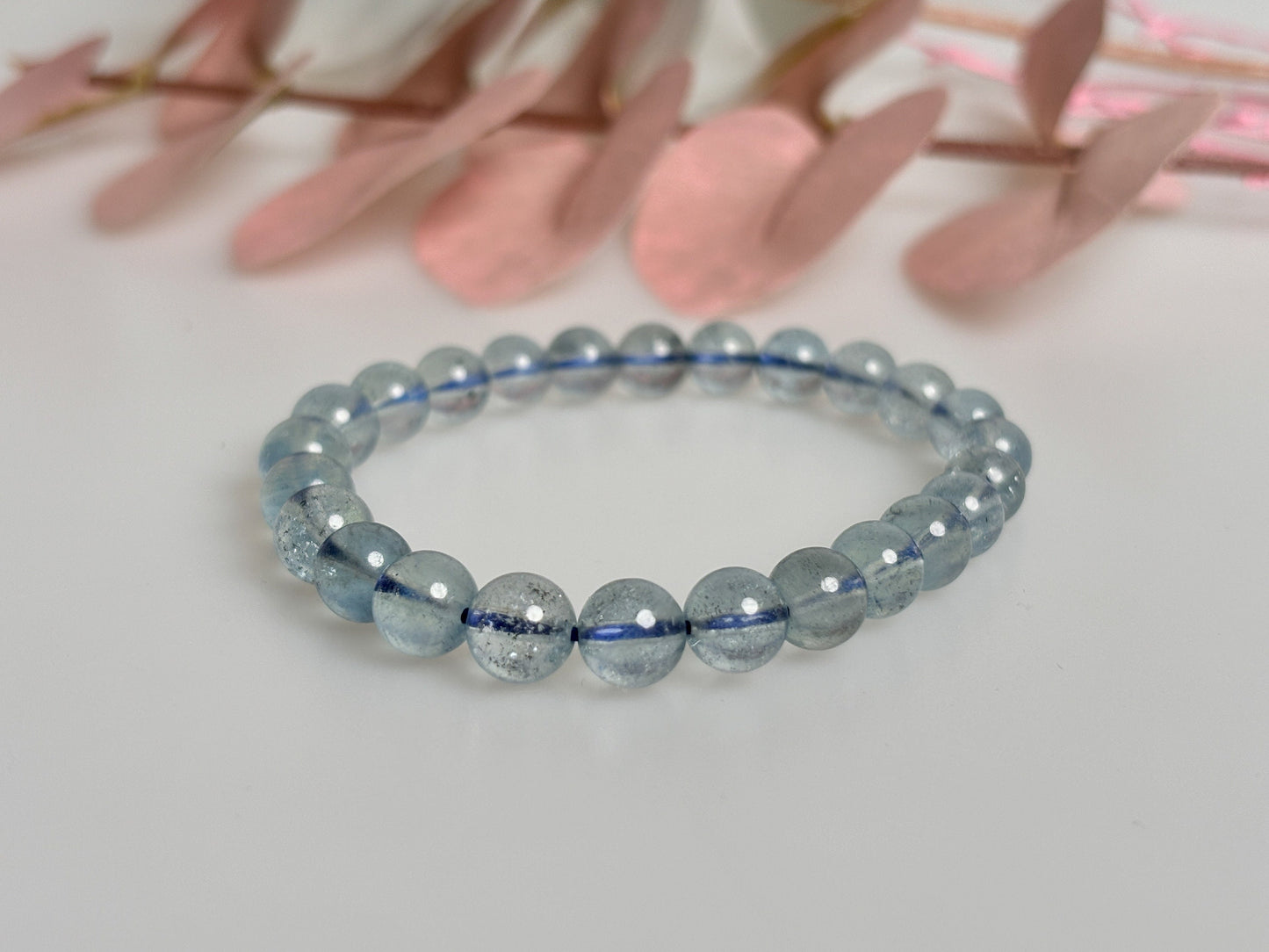 Elegant and High Quality Aquamarine Bracelet - Clear 7mm Gemstone, Handcrafted for Style and Elegance