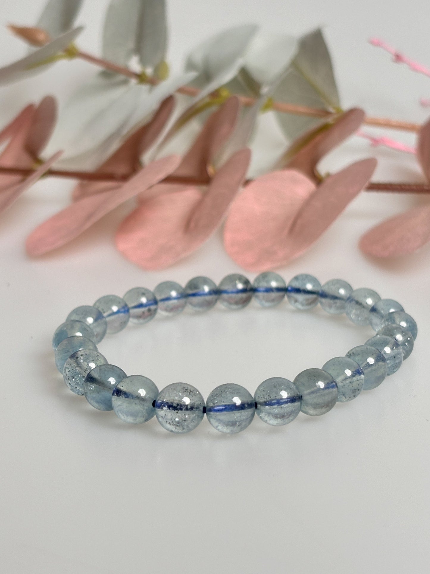 Elegant and High Quality Aquamarine Bracelet - Clear 7mm Gemstone, Handcrafted for Style and Elegance