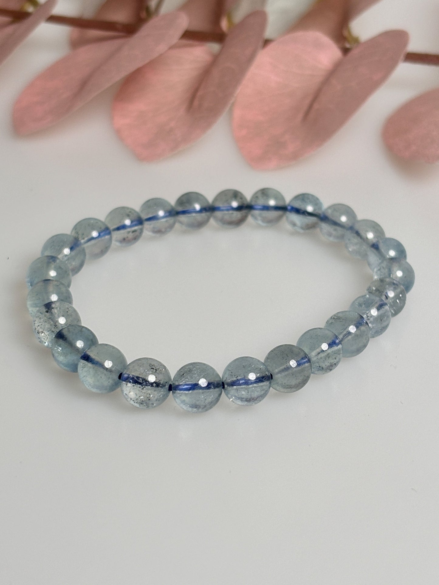 Elegant and High Quality Aquamarine Bracelet - Clear 7mm Gemstone, Handcrafted for Style and Elegance