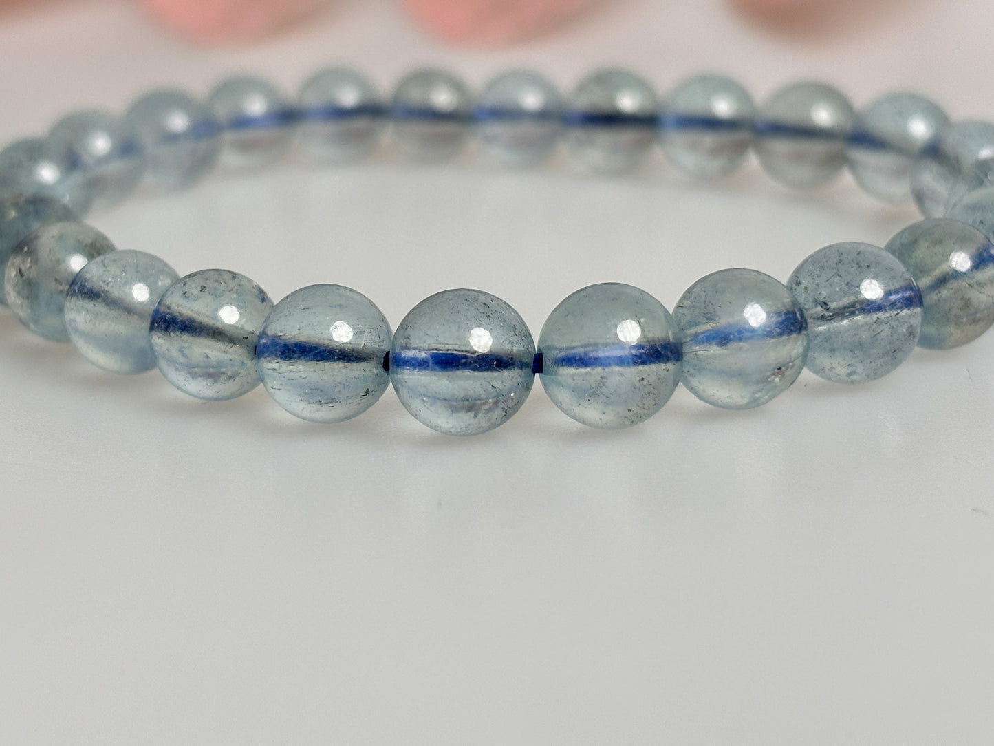 Elegant and High Quality Aquamarine Bracelet - Clear 7mm Gemstone, Handcrafted for Style and Elegance