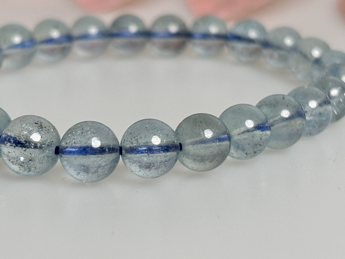 Elegant and High Quality Aquamarine Bracelet - Clear 7mm Gemstone, Handcrafted for Style and Elegance