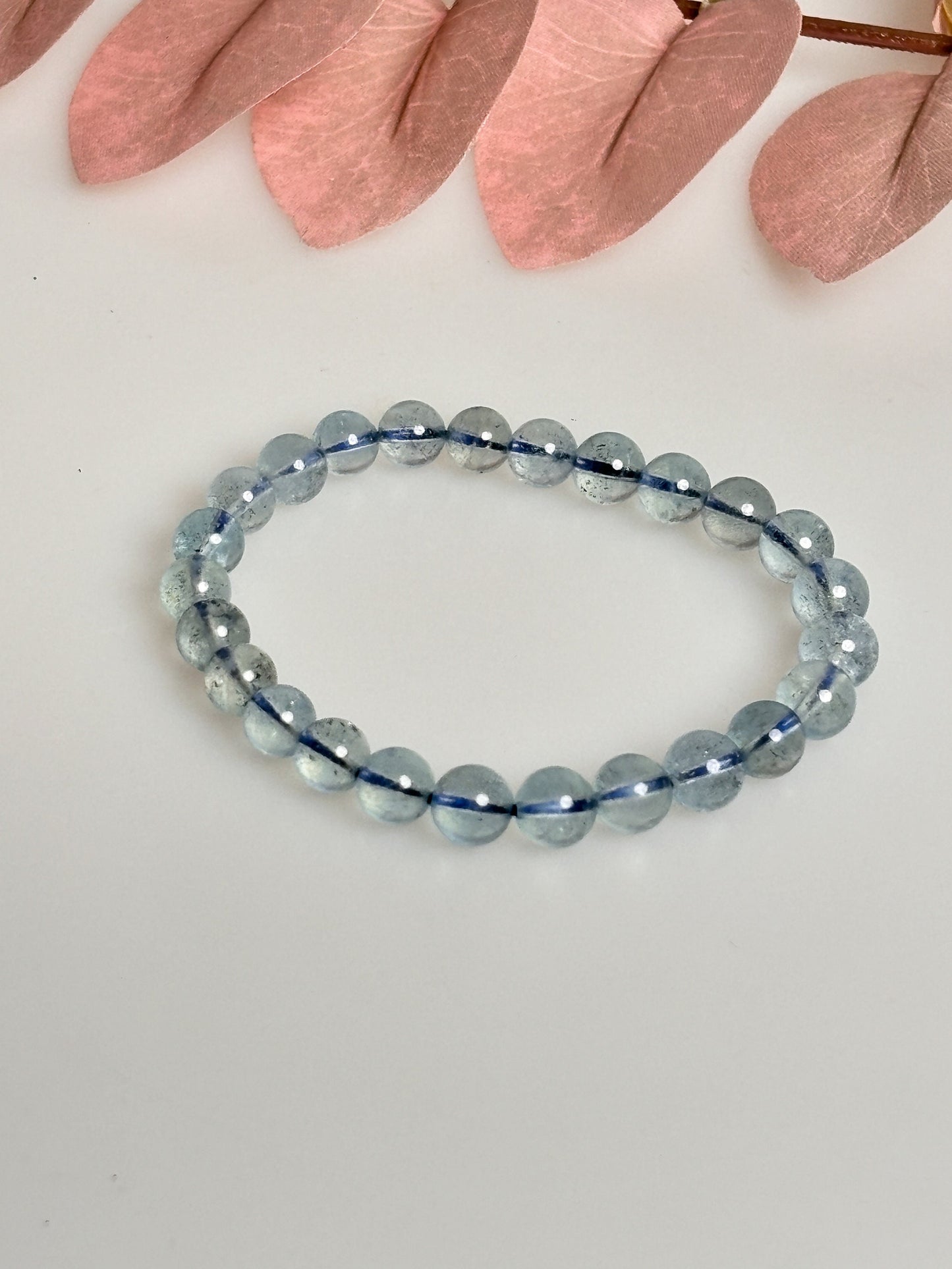 Elegant and High Quality Aquamarine Bracelet - Clear 7mm Gemstone, Handcrafted for Style and Elegance