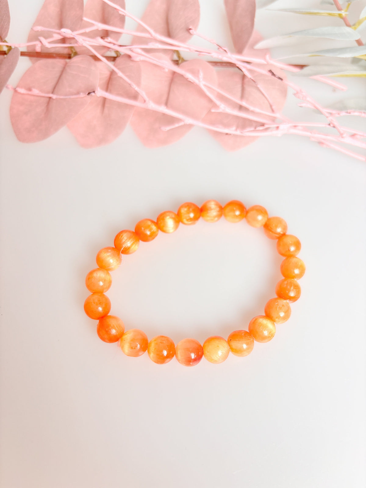 Elastische Selenit Armbänder 8mm | Sommerfarben | Handgefertigter Schmuck | Spirituelle Energie | Geschenkidee