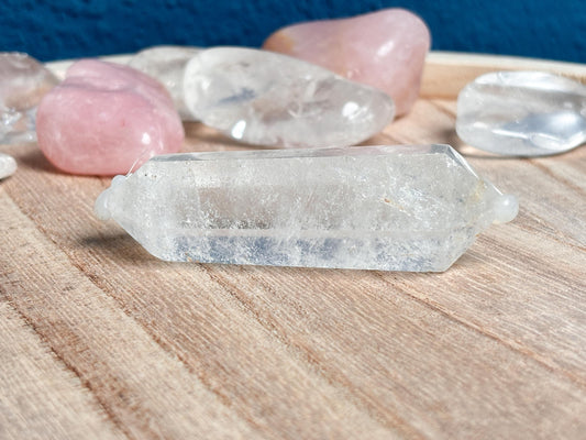 Rock Crystal Double Point, approx. 7.6x2.5 cm, 52g - Clear Quartz Crystal, Spiritual Gemstone, Natural Stone Decoration