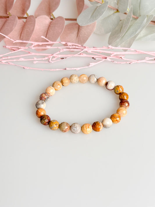 Elastic bracelet made of faceted 8mm Crazy Lace Agate beads | Energetic jewelry | Colorful gemstone jewelry