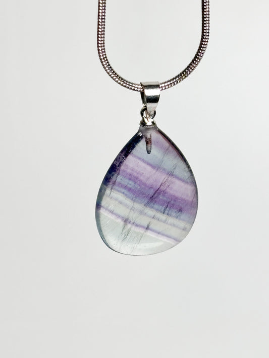 Rainbow Fluorite Drop Pendant – Natural Fluorite Jewelry, Unique Design