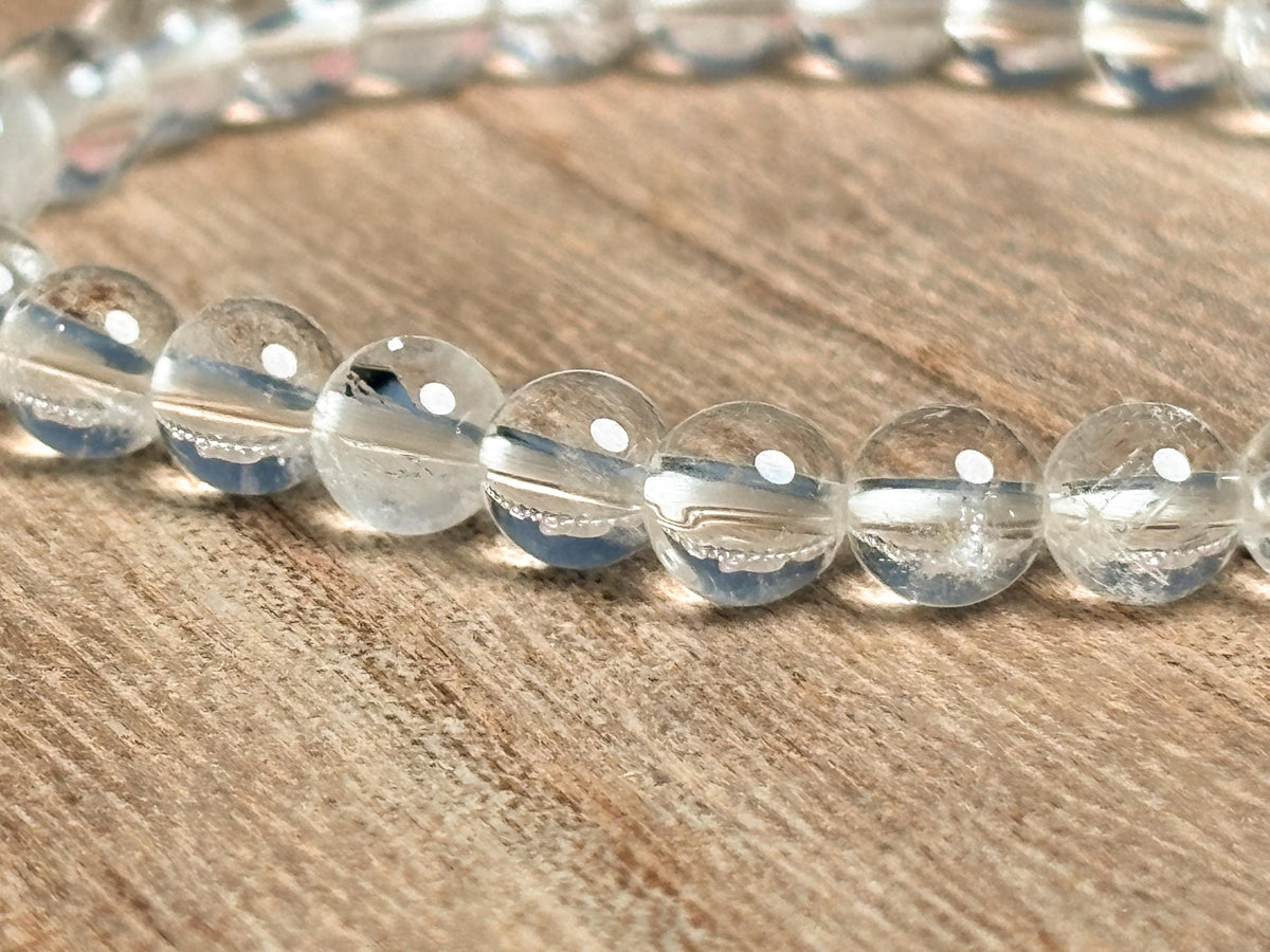 Elastisches Bergkristall Perlenarmband | 6mm Perlen | 17,5 cm Länge | Handgemacht