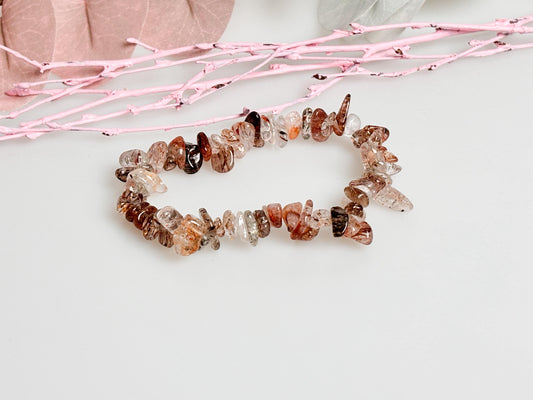 Elastic fire quartz splinter bracelet 6mm – energy balance &amp; style combined | Natural healing stone bracelet for harmony