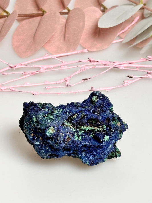 Azurite natural stone piece with beautiful structure and glitter - crystal specimen, unique mineral for collectors and decoration