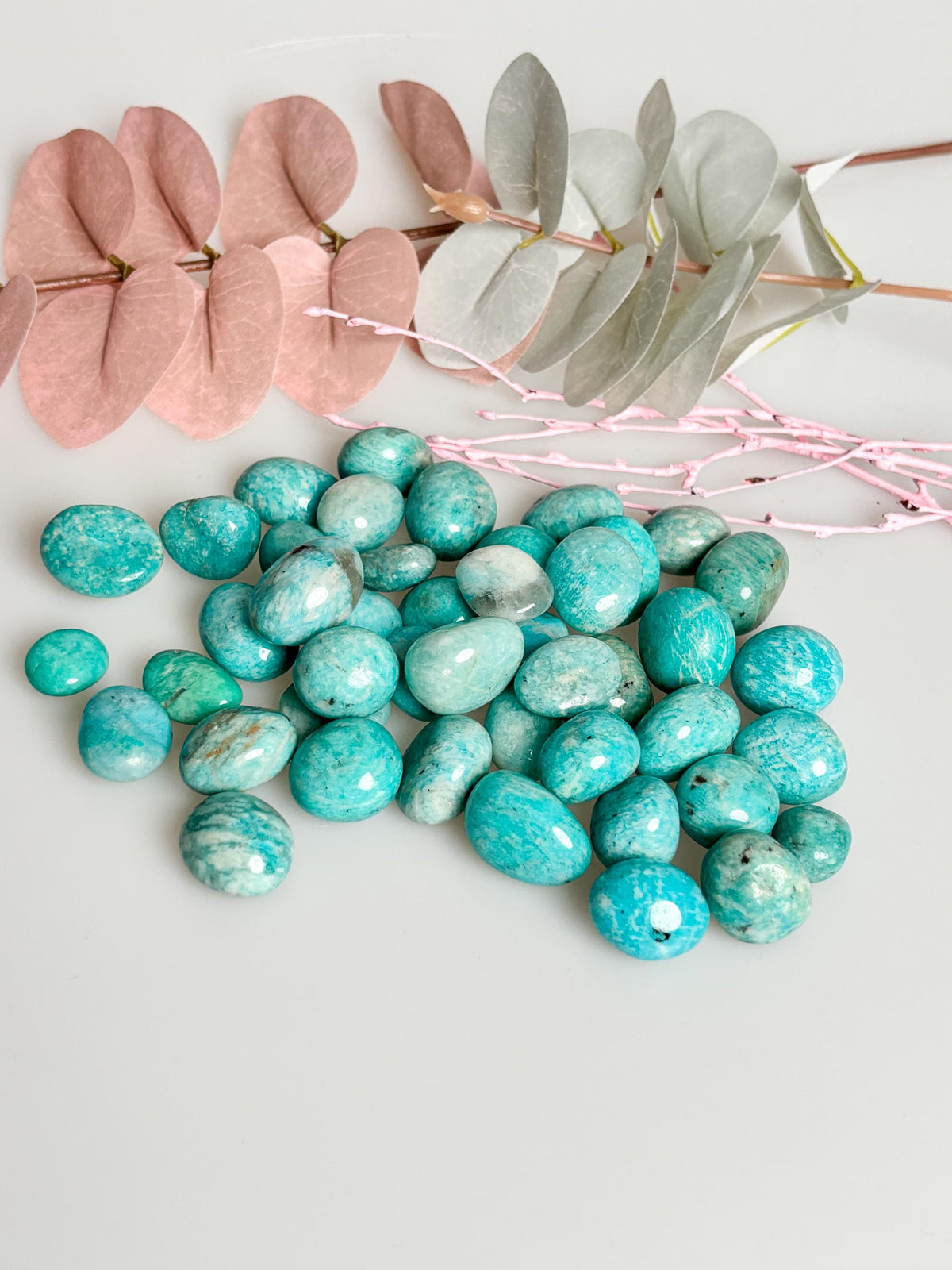 Amazonite tumbled stones set of 2 - various sizes - gemstones for balance &amp; harmony - perfect for collectors