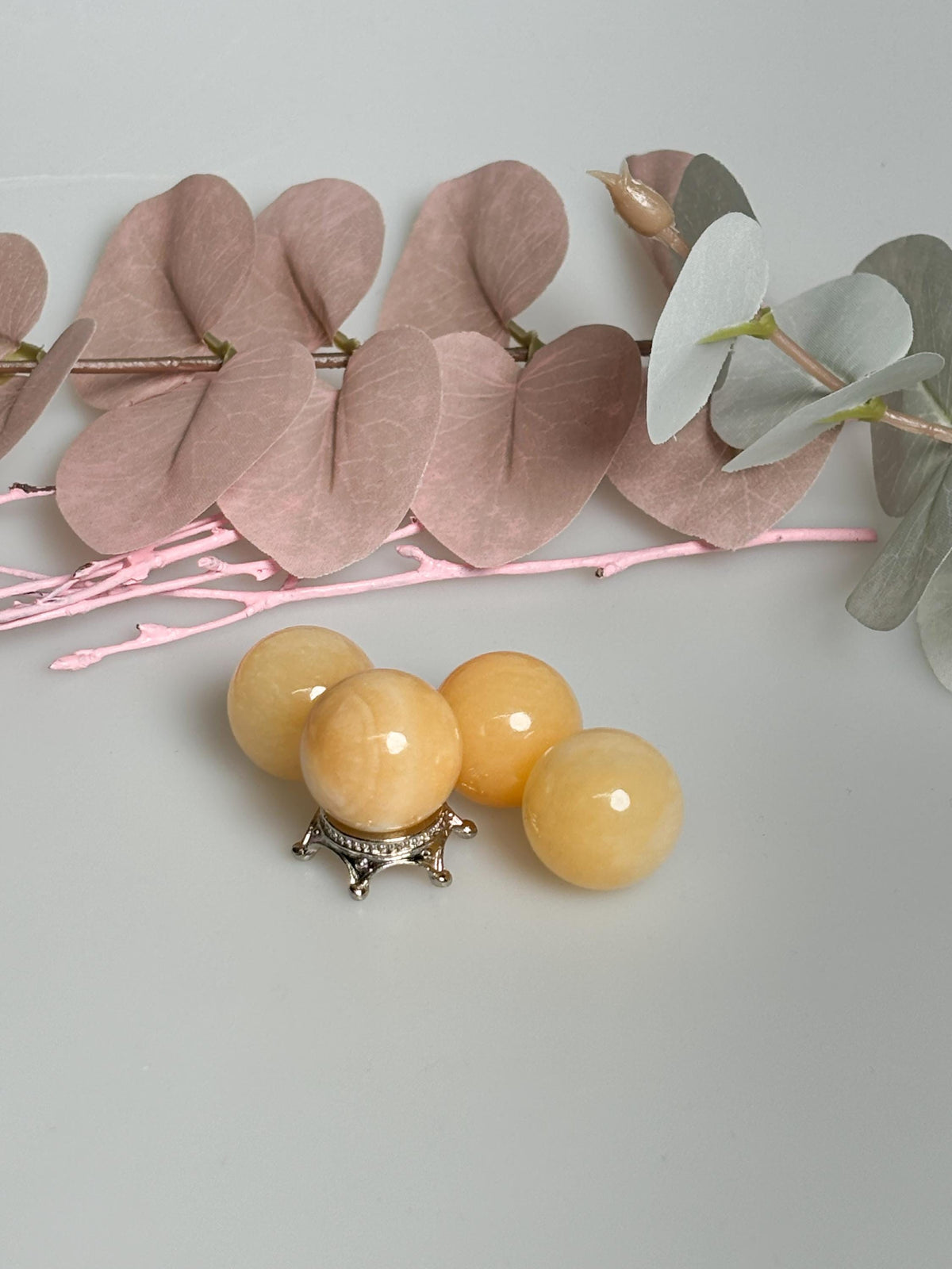Orangen Calcit Mini Kugel  ca. 1,9 cm, Dekorative Edelstein Kugel für Zuhause und Sammler