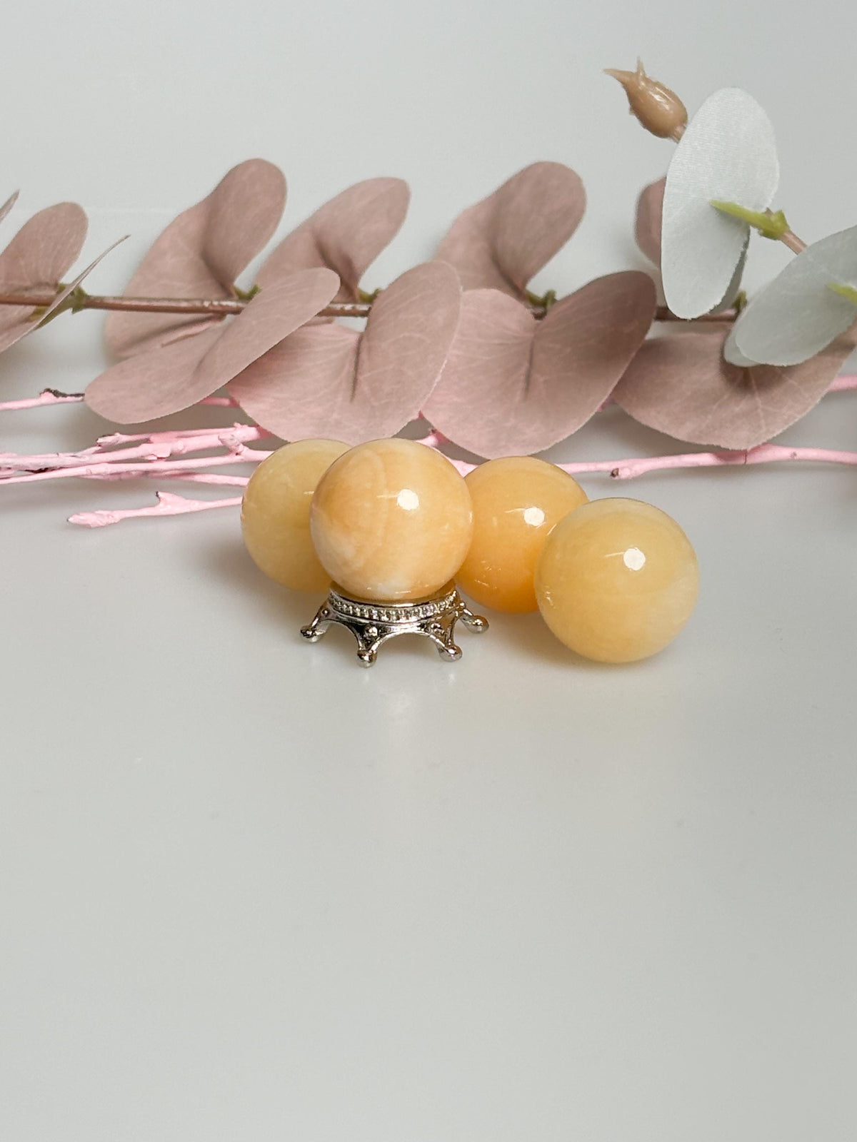 Orangen Calcit Mini Kugel  ca. 1,9 cm, Dekorative Edelstein Kugel für Zuhause und Sammler