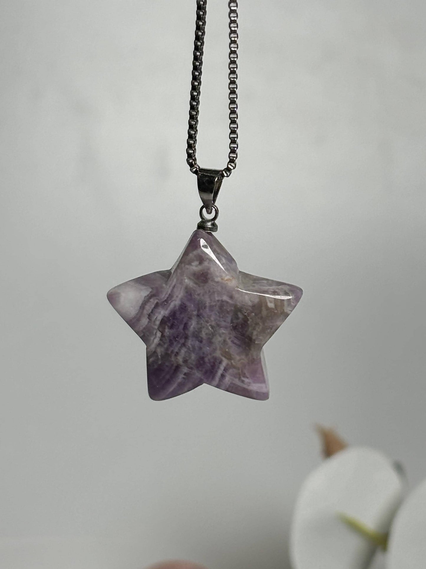 Amethyst Stern Kettenanhänger  Natürlicher Edelstein Schmuck