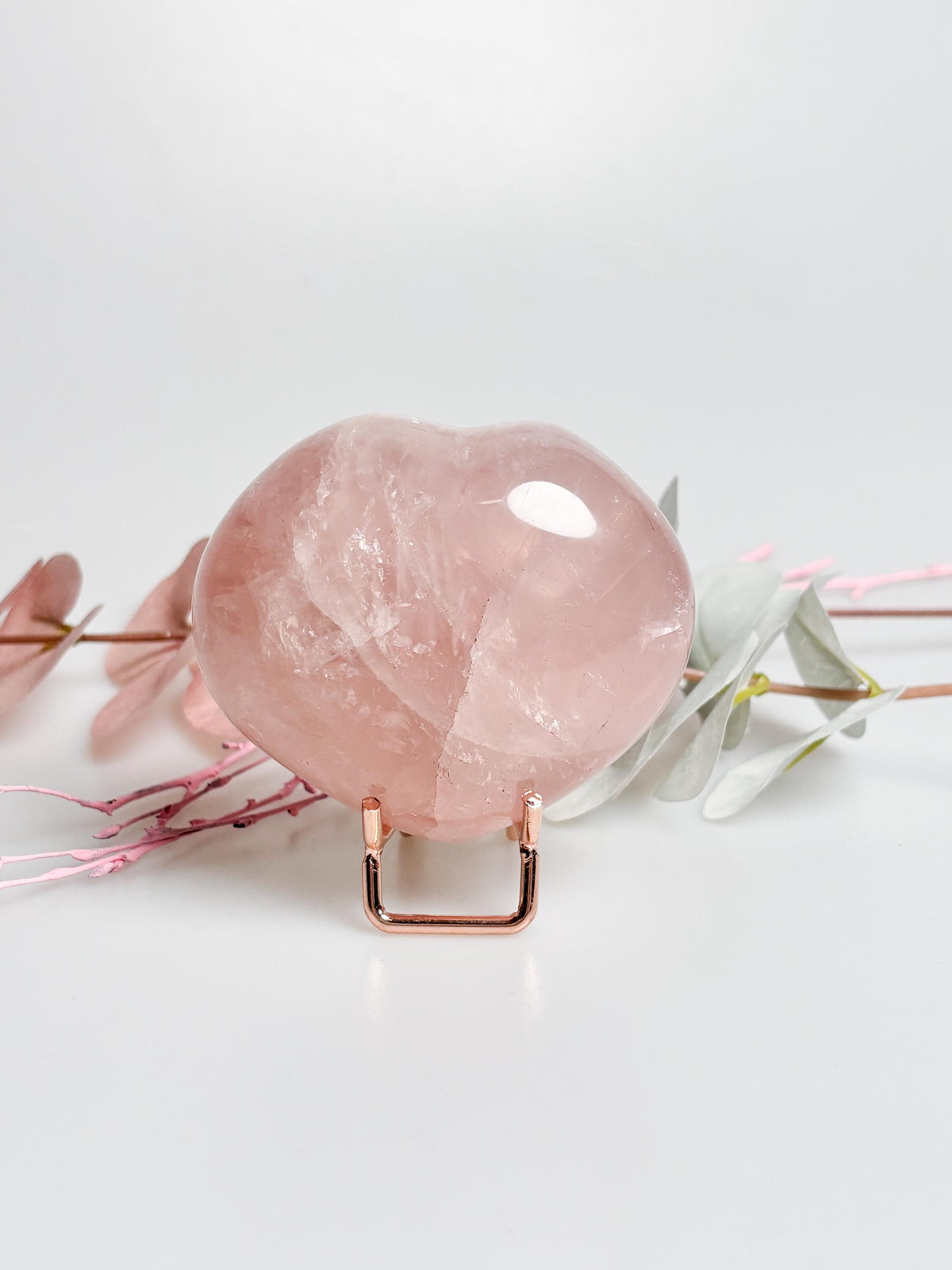 Großes Rosenquarz Herz mit optionalem Metallhalter  Wunderschöne Regenbögen, Edelstein Deko für Liebe und Harmonie