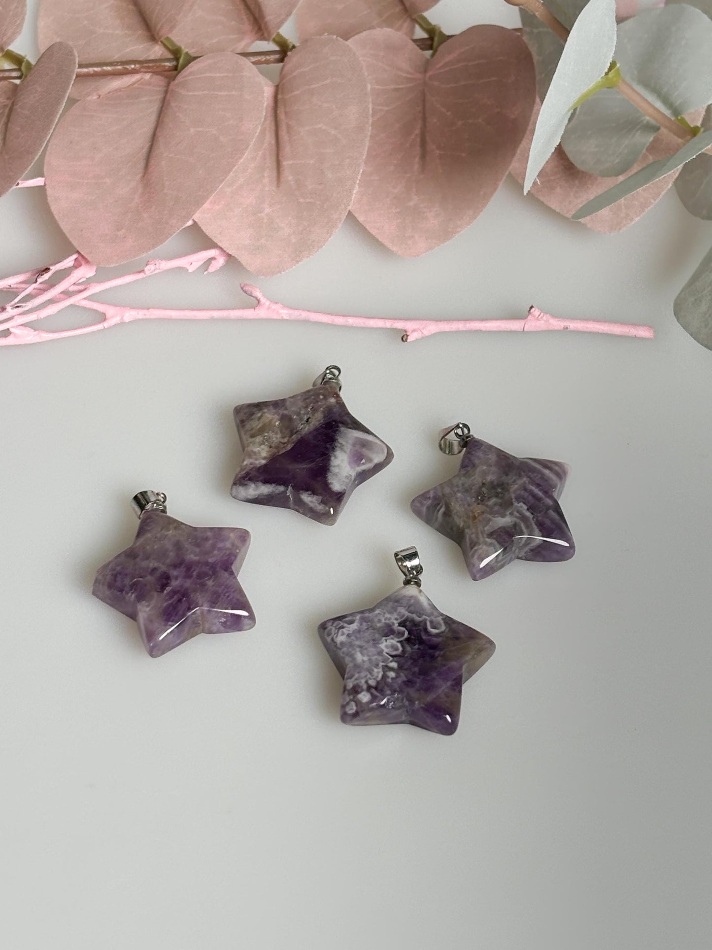 Amethyst Stern Kettenanhänger  Natürlicher Edelstein Schmuck