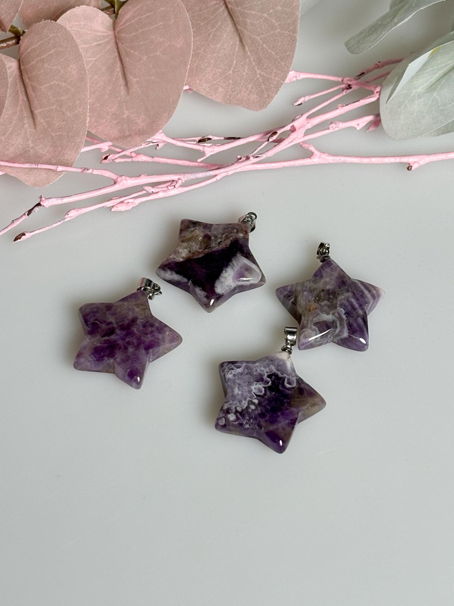 Amethyst Stern Kettenanhänger  Natürlicher Edelstein Schmuck