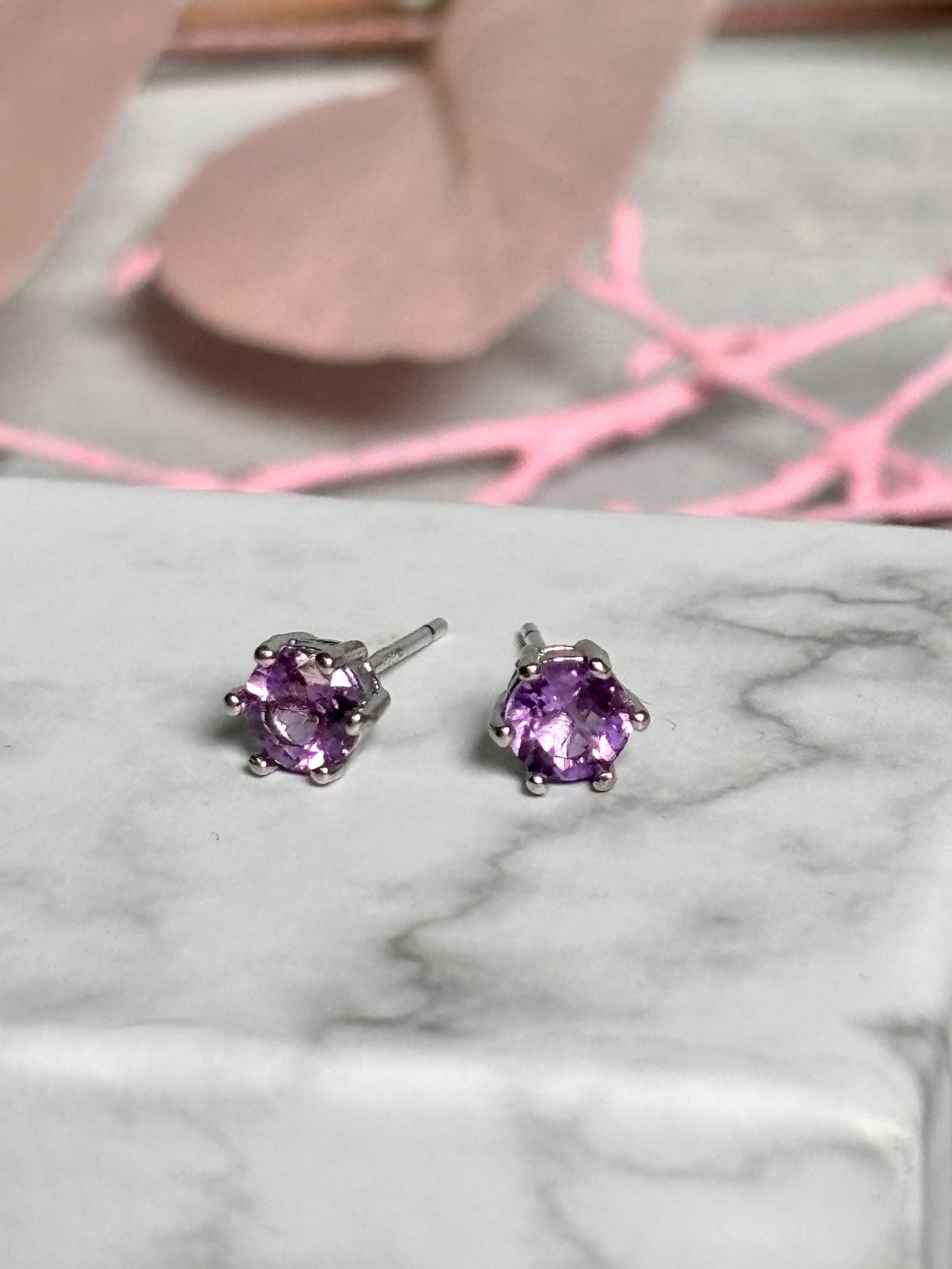 Facetierte Amethyst Ohrstecker  925 Silber Ohrringe mit Edelsteinen