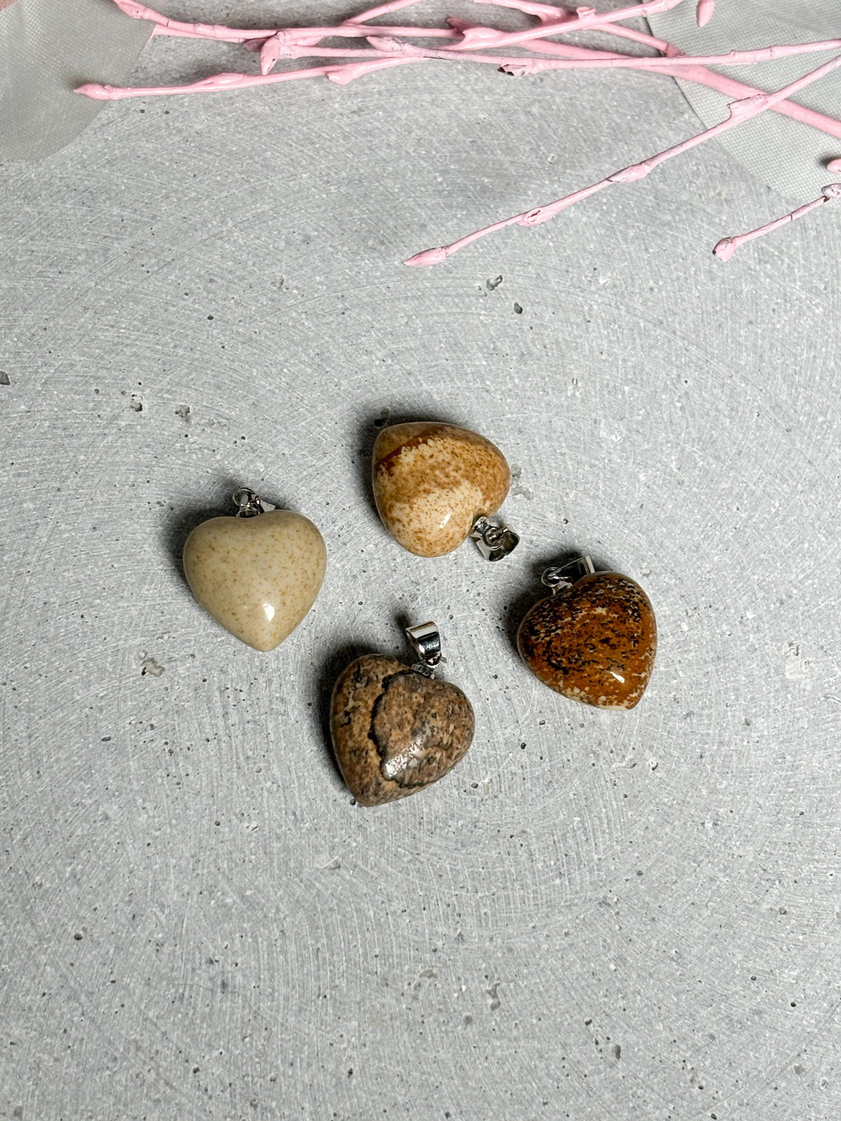 Picture Jaspis Herz Kettenanhänger  Naturstein Schmuck für Harmonie & Balance