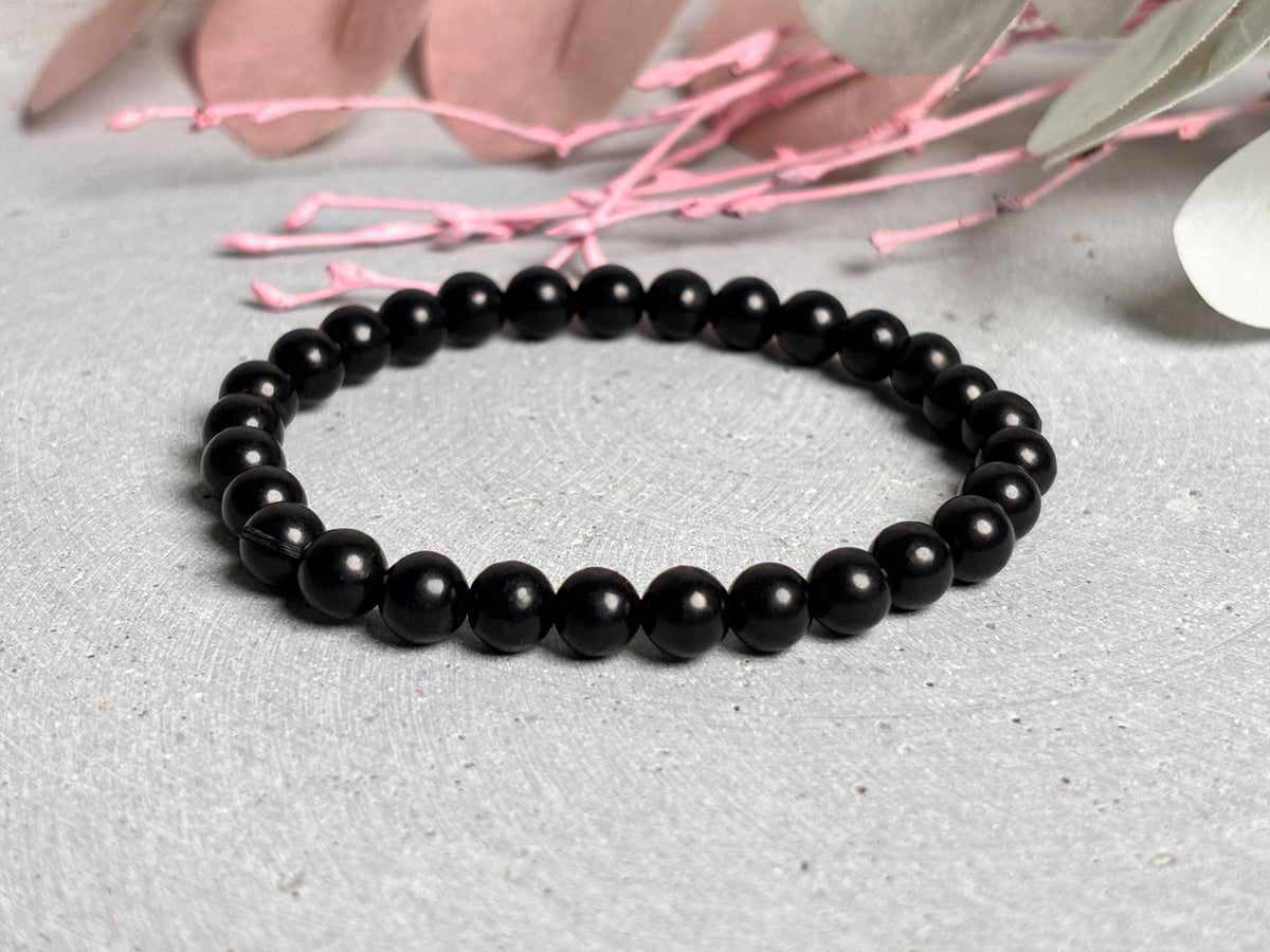 Shungit Perlenarmband 6mm  Schutz & Energie | Elastisches Edelsteinarmband