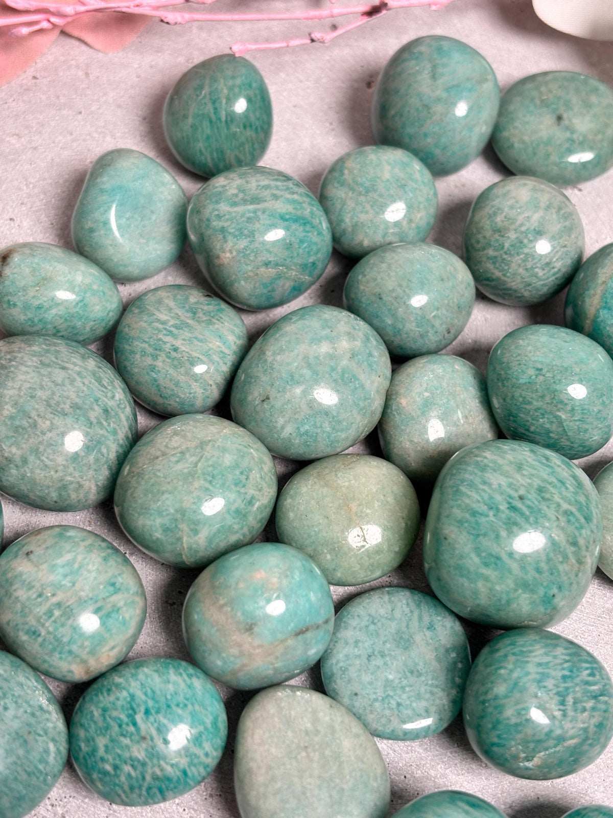 Amazonit Trommelsteine mit Schimmer  Naturstein in 2 Größen (10-13g & 16-28g)