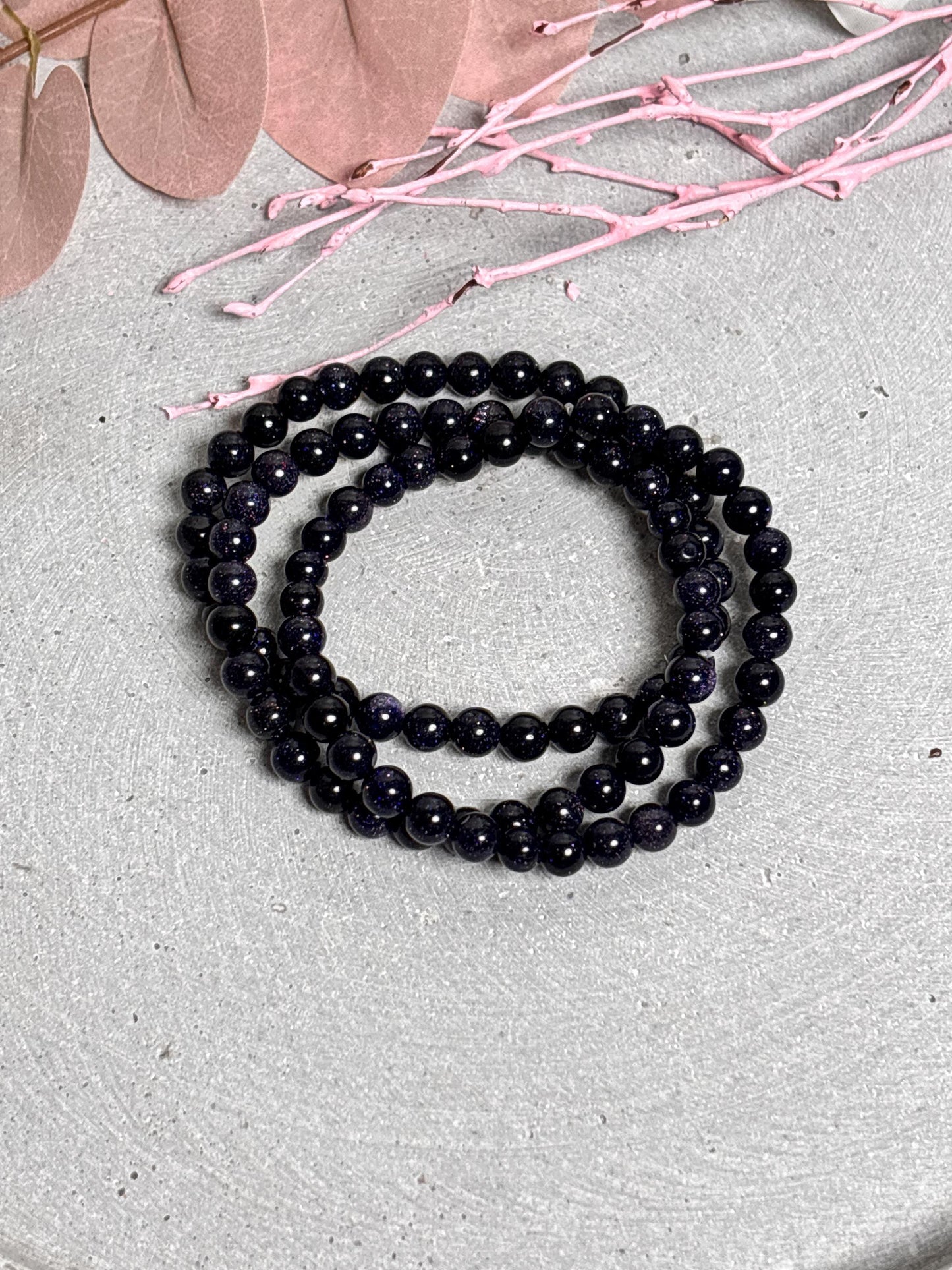 Elastisches Armband Blaufluss 6mm  Funkelndes Perlenarmband Damen  Blaues Heilstein Armband  Geschenk für sie  Kristall Schmuck handmade