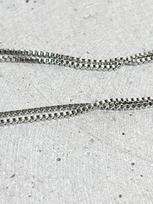 Edelstahlkette Boxstyle Silber | 50 cm + 5 cm Verlängerung Kette Edelstahl Silberfarben | Box Chain Necklace