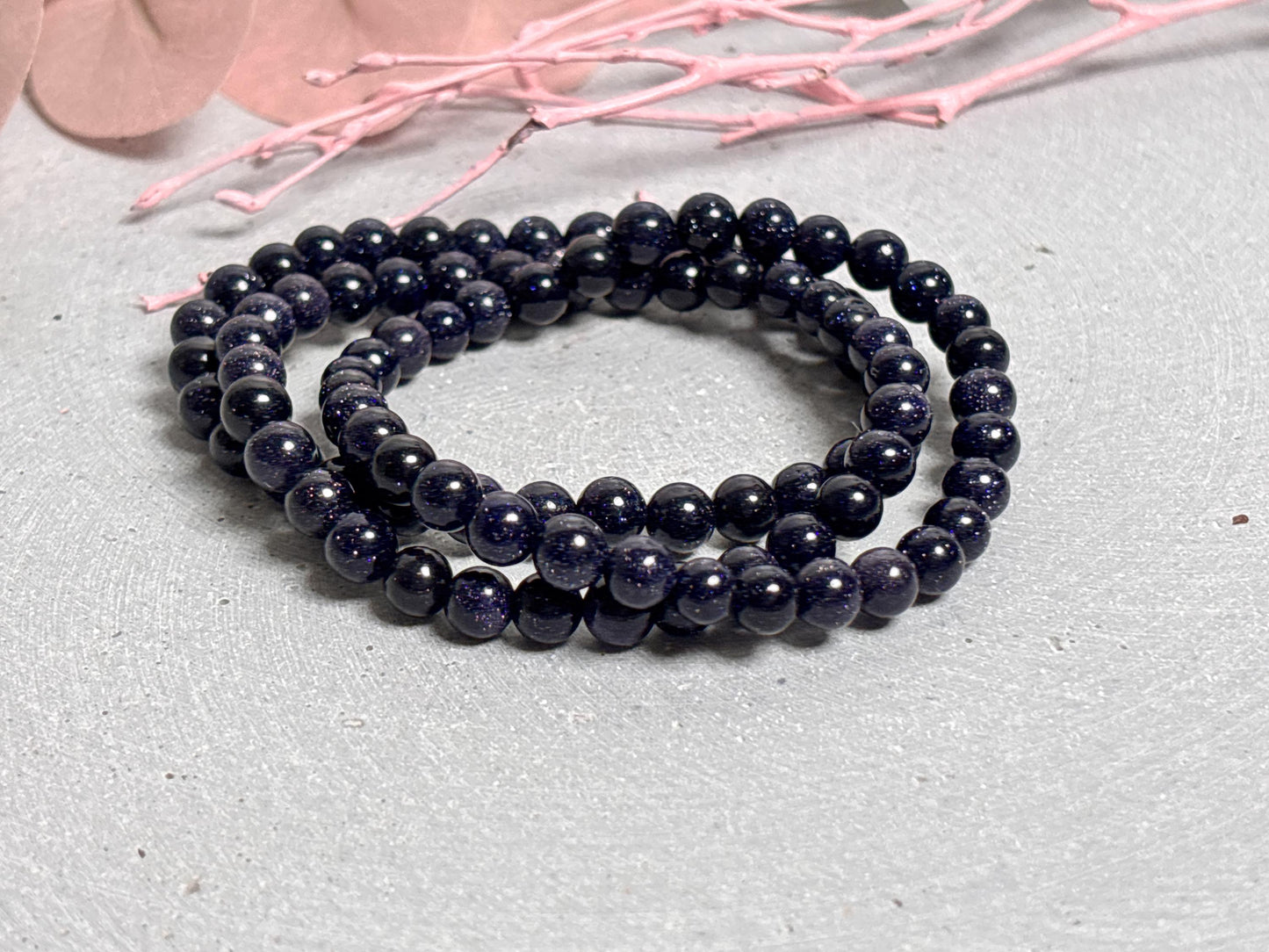 Elastisches Armband Blaufluss 6mm  Funkelndes Perlenarmband Damen  Blaues Heilstein Armband  Geschenk für sie  Kristall Schmuck handmade