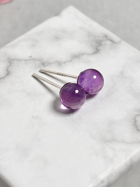 Amethyst Ohrstecker 925 Silber  Edelsteinschmuck für Damen, lila Heilstein Ohrringe, zeitlose Ohrstecker