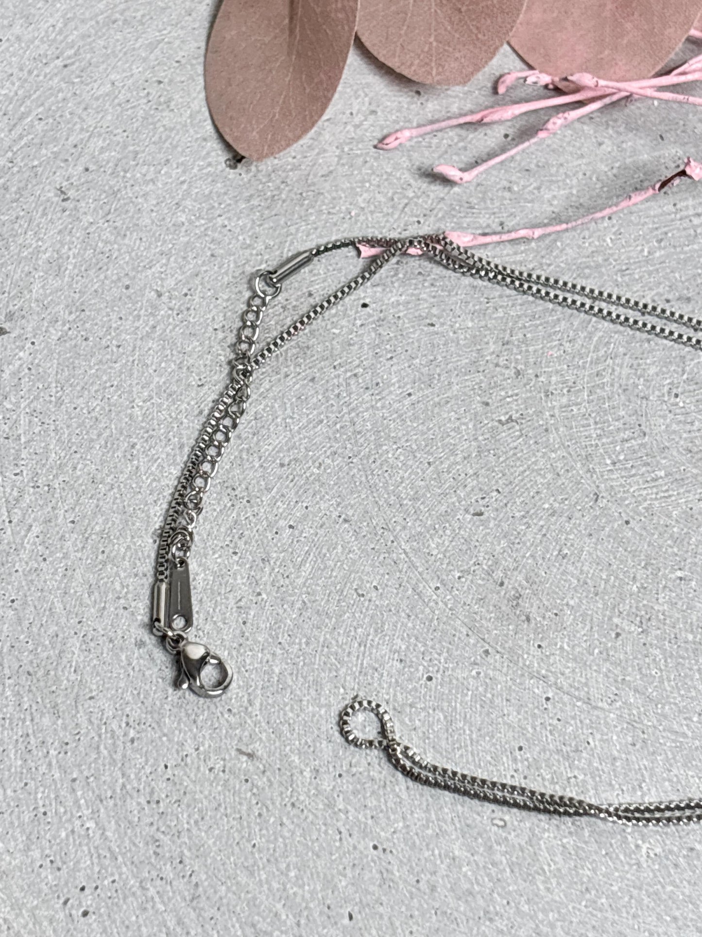Edelstahlkette Boxstyle Silber | 50 cm + 5 cm Verlängerung Kette Edelstahl Silberfarben | Box Chain Necklace