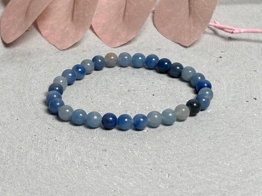 Elastisches Perlenarmband Blauer Aventurin  6mm Naturstein  Edelsteinarmband Damen  Beruhigender Heilstein