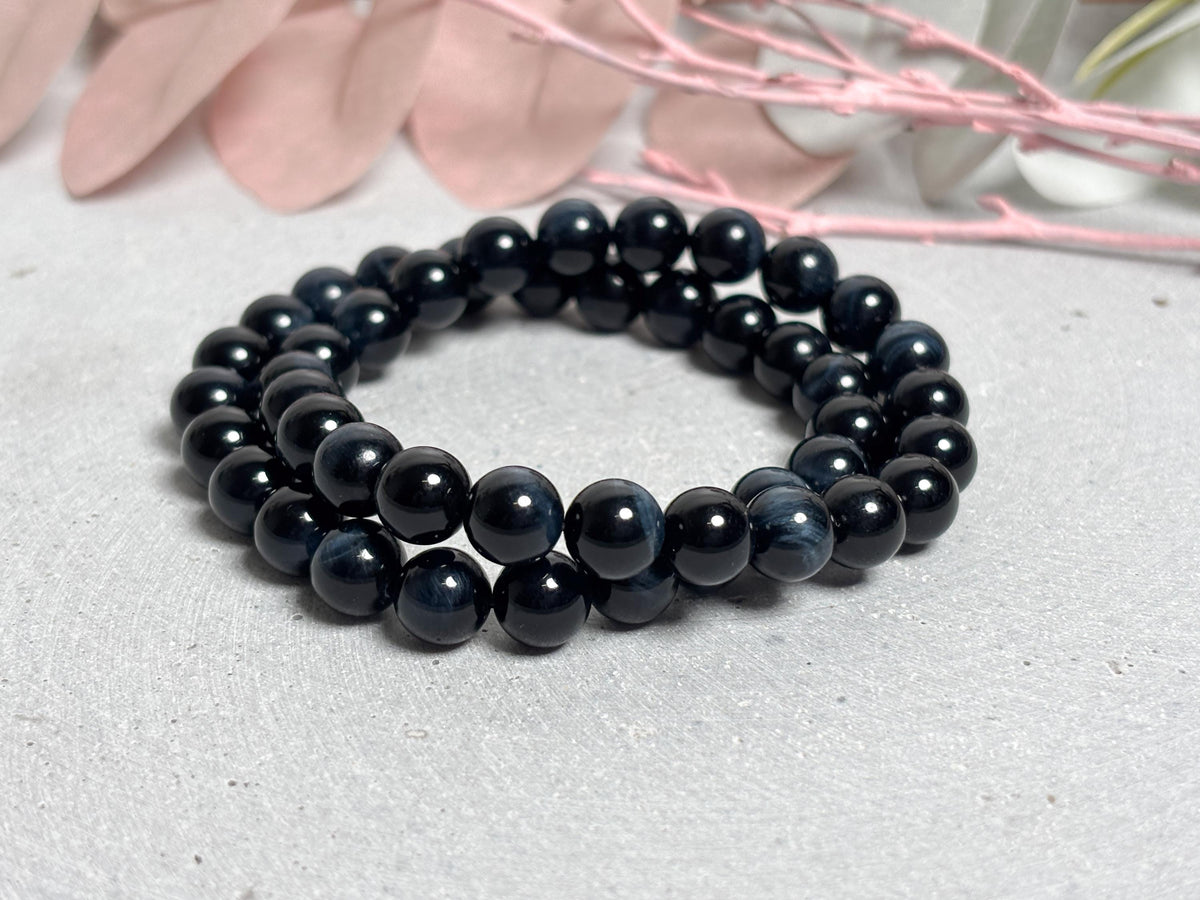 Blaues Tigerauge Armband 8mm  Elastisch & Hochwertig  Edelsteinarmband Herren Damen  Schutz , Fokus  Geschenkidee Naturstein