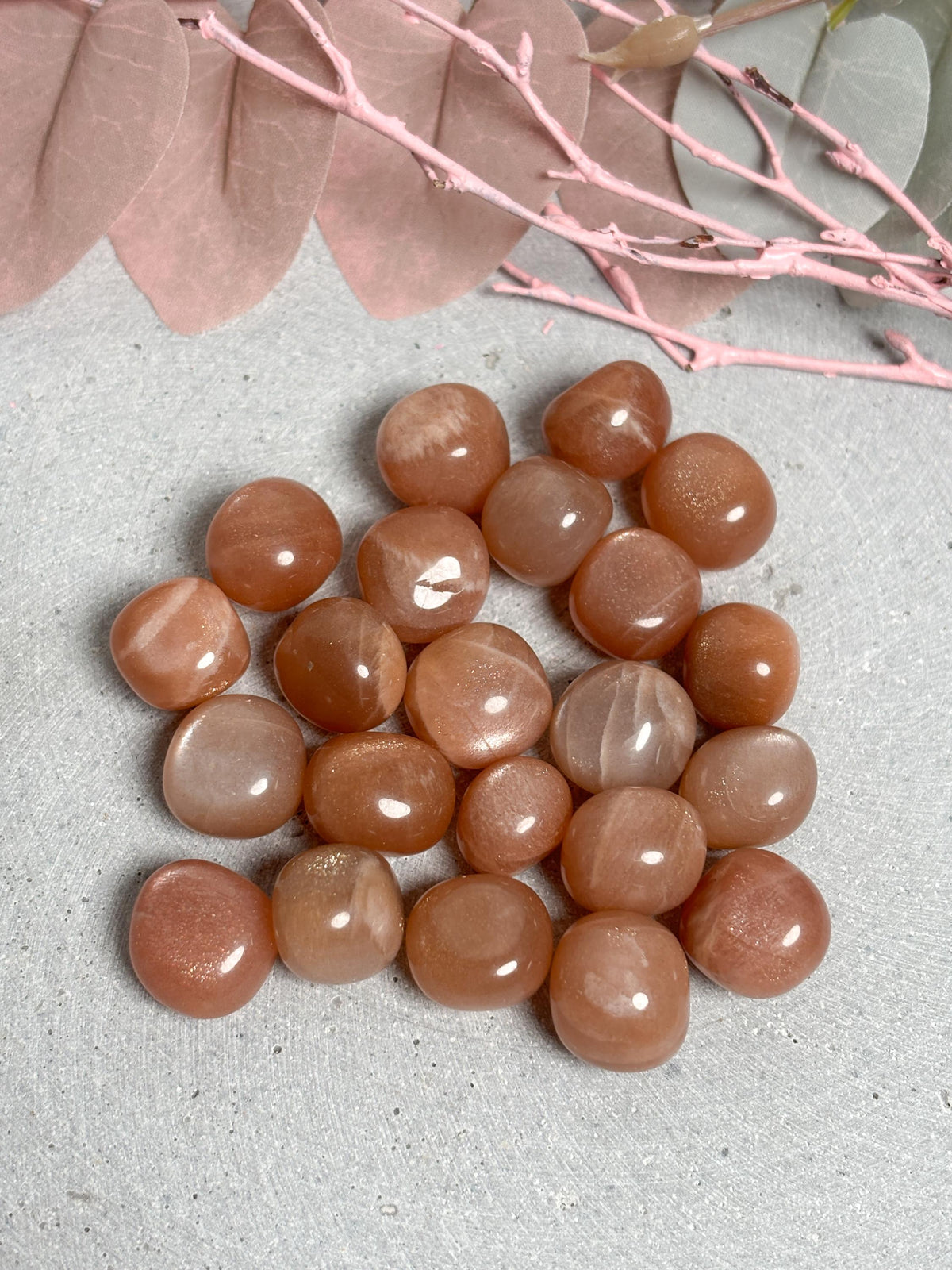 Pfirsich Mondstein Trommelsteine mit Schimmer  Heilsteine, Kristalle zur Meditation & Energiearbeit, Deko Edelsteine, Geschenk für Frauen
