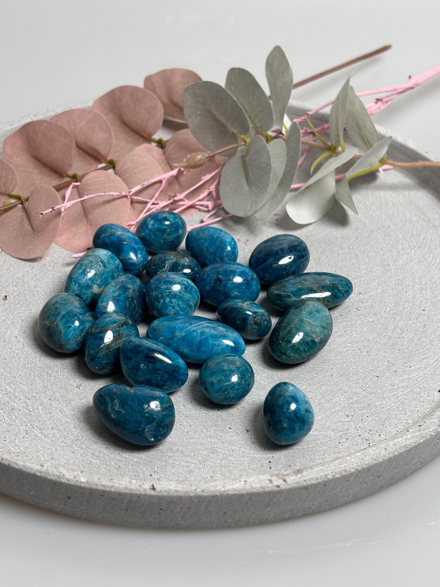 Trommelstein Apatit Blau | Edelstein zur Motivation , Intuition | Naturstein in 3 Größen | Achtsamkeit & Meditation