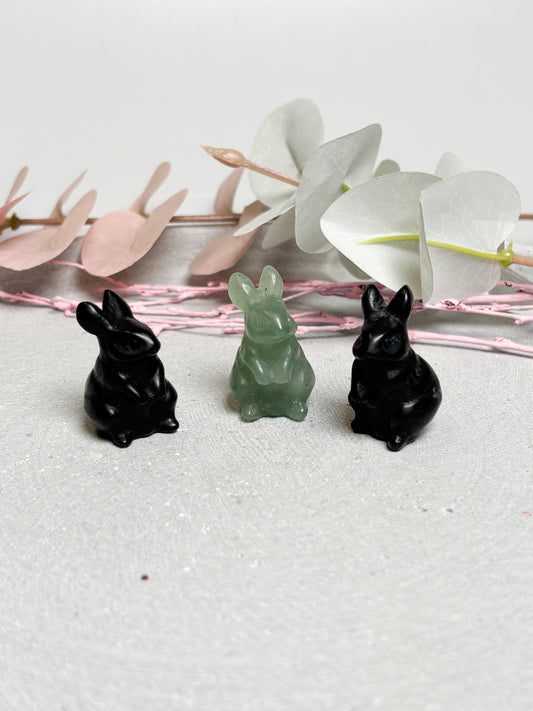 Hasenfigur aus Edelstein  Kristall Hase klein  Ostergeschenk oder Deko  Mini Hasen Carving aus Kristall