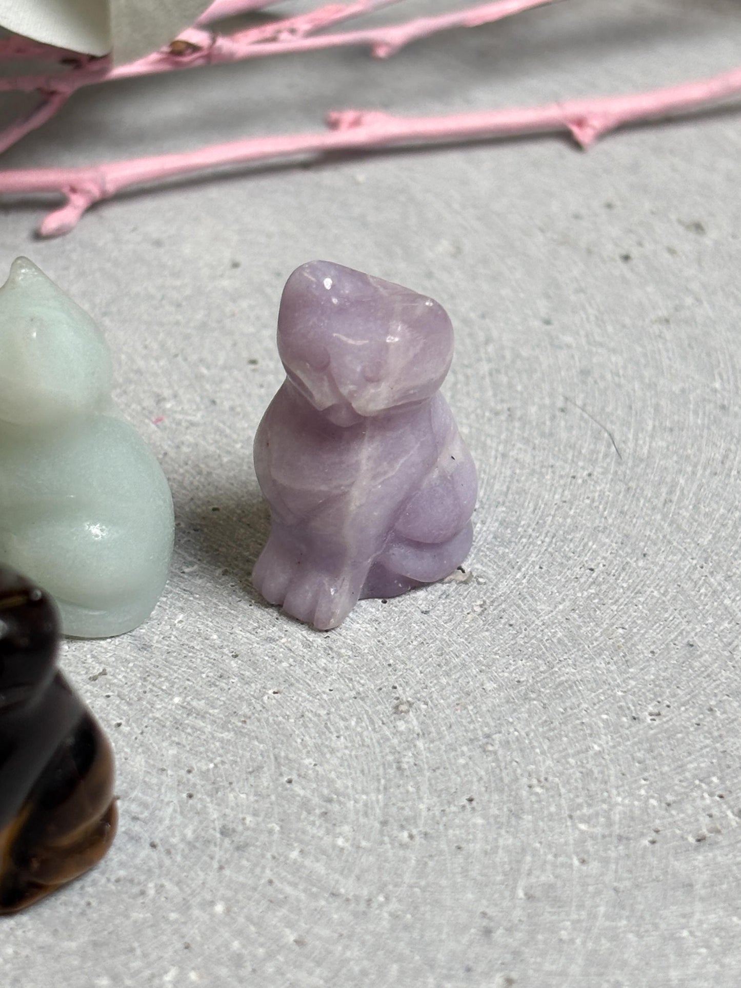 Kleine Katzen Figur aus Kristall  2,4cm  Edelstein Katzen Carving in verschiedenen Steinen