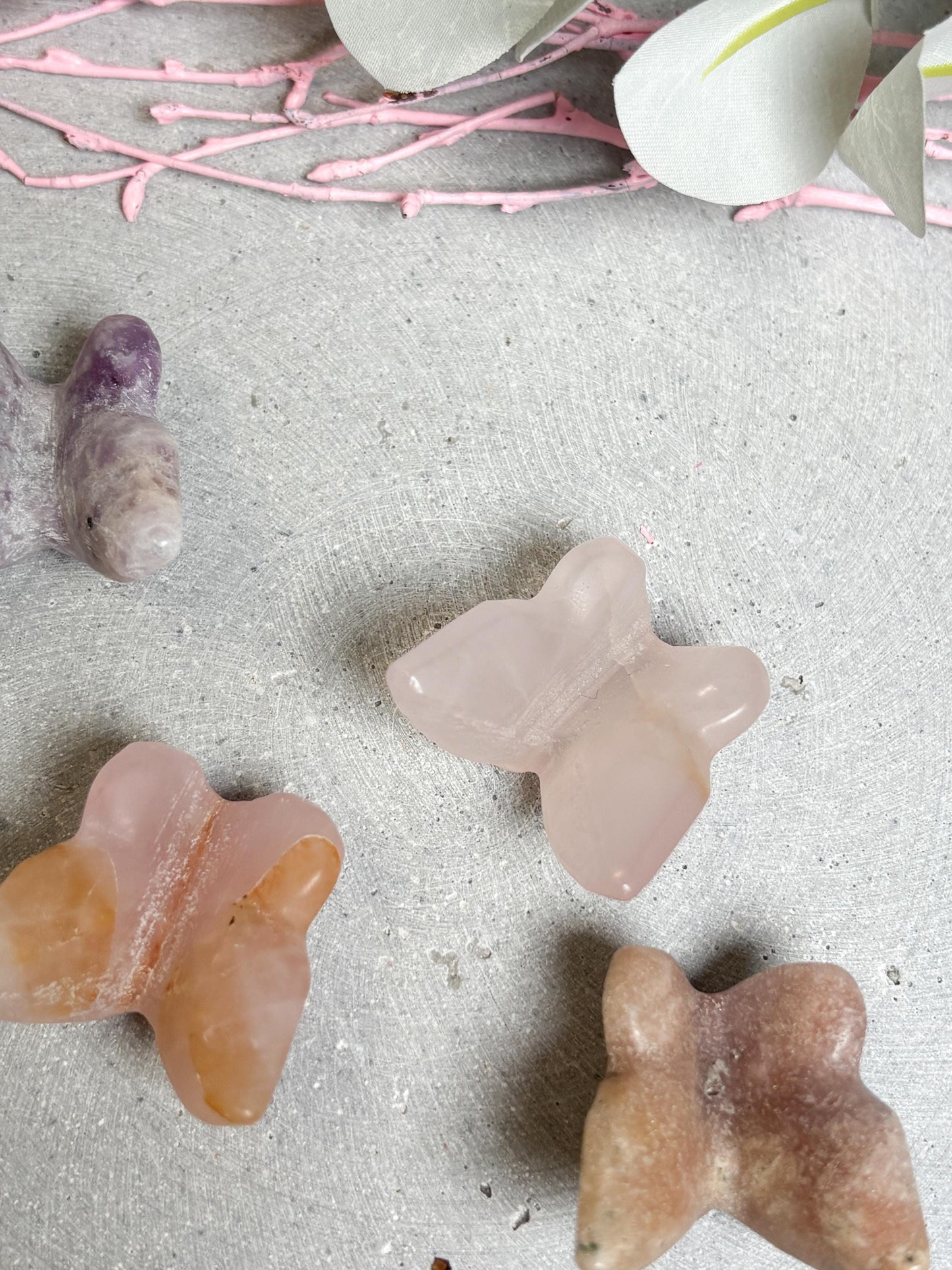 Kristall Schmetterling aus Rosenquarz, Amethyst oder Pink Amethyst  Dekofigur ca. 2,9 cm  Edelstein Deko & Geschenkidee