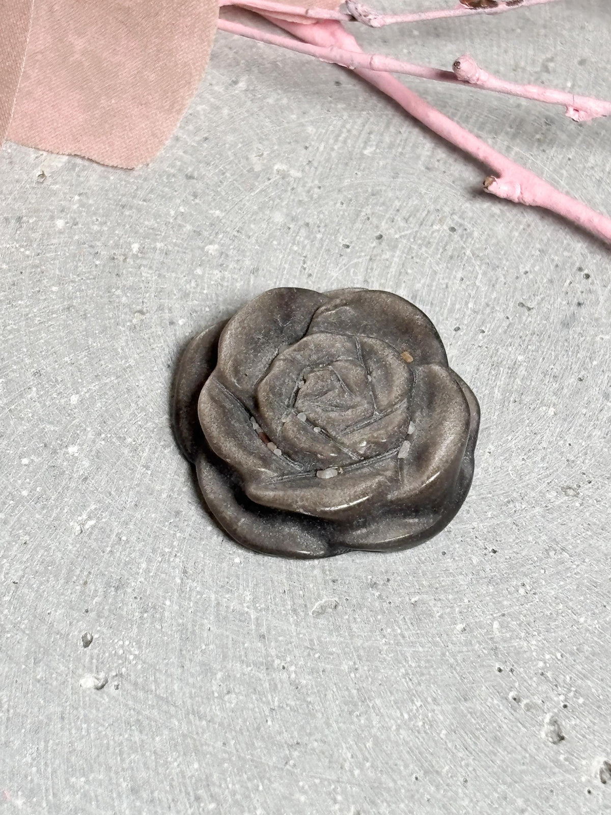 Blumencarving Silber Obsidian Kristallblume geschnitzt  Edelstein Deko Figur, silber Obsidian Blume, Kristall Carving