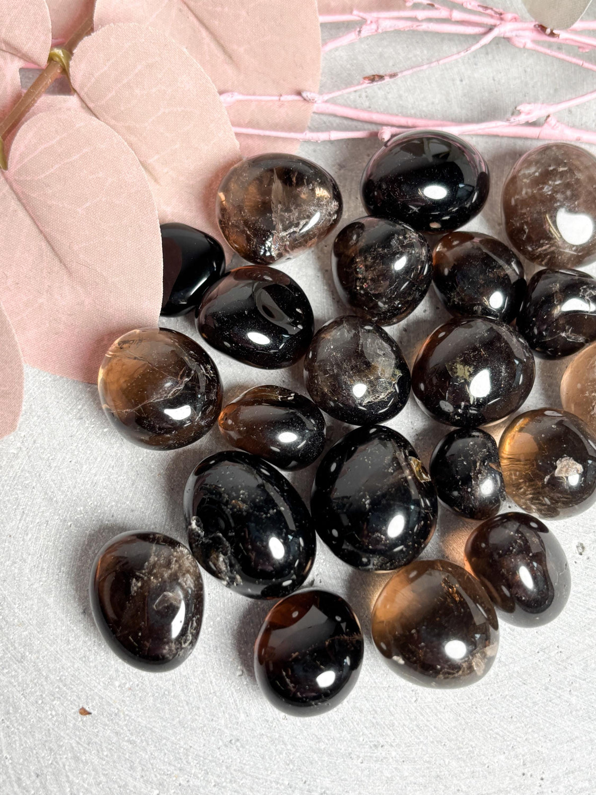 Kleine Rauchquarz Trommelsteine 1,8-2,3 cm  Edelstein Trommelstein Naturstein Kristall Sammlung Deko