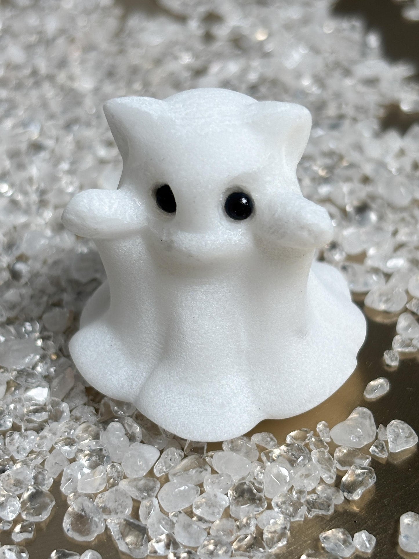 Deko Geist aus weißer Jade ca. 3,6 cm  Mini Kristallfigur, Edelstein Geist Deko, Jade Figur klein