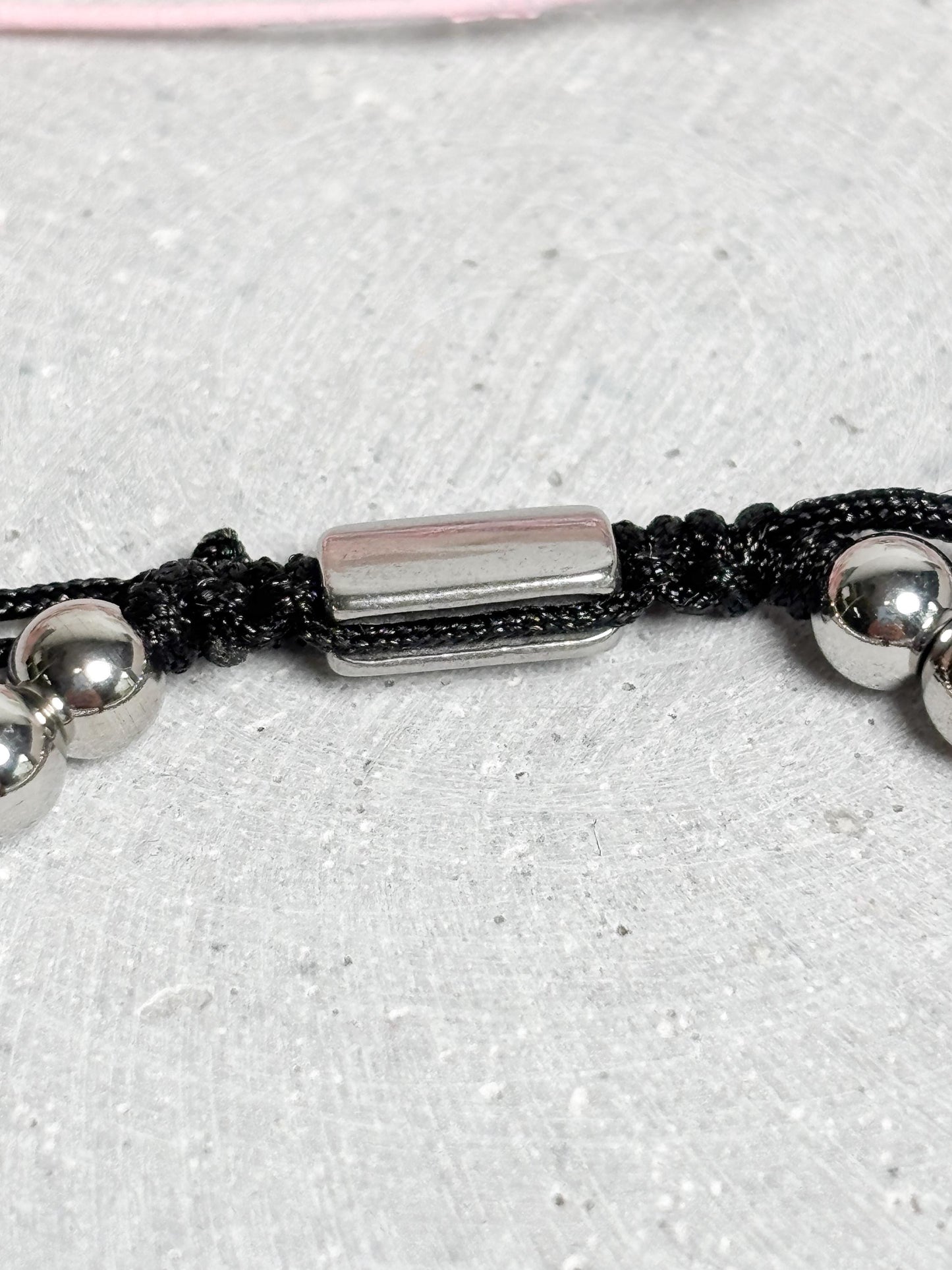 Edelstahl Armband Unisex mit Makramee Schiebeverschluss Perlenarmband verstellbar