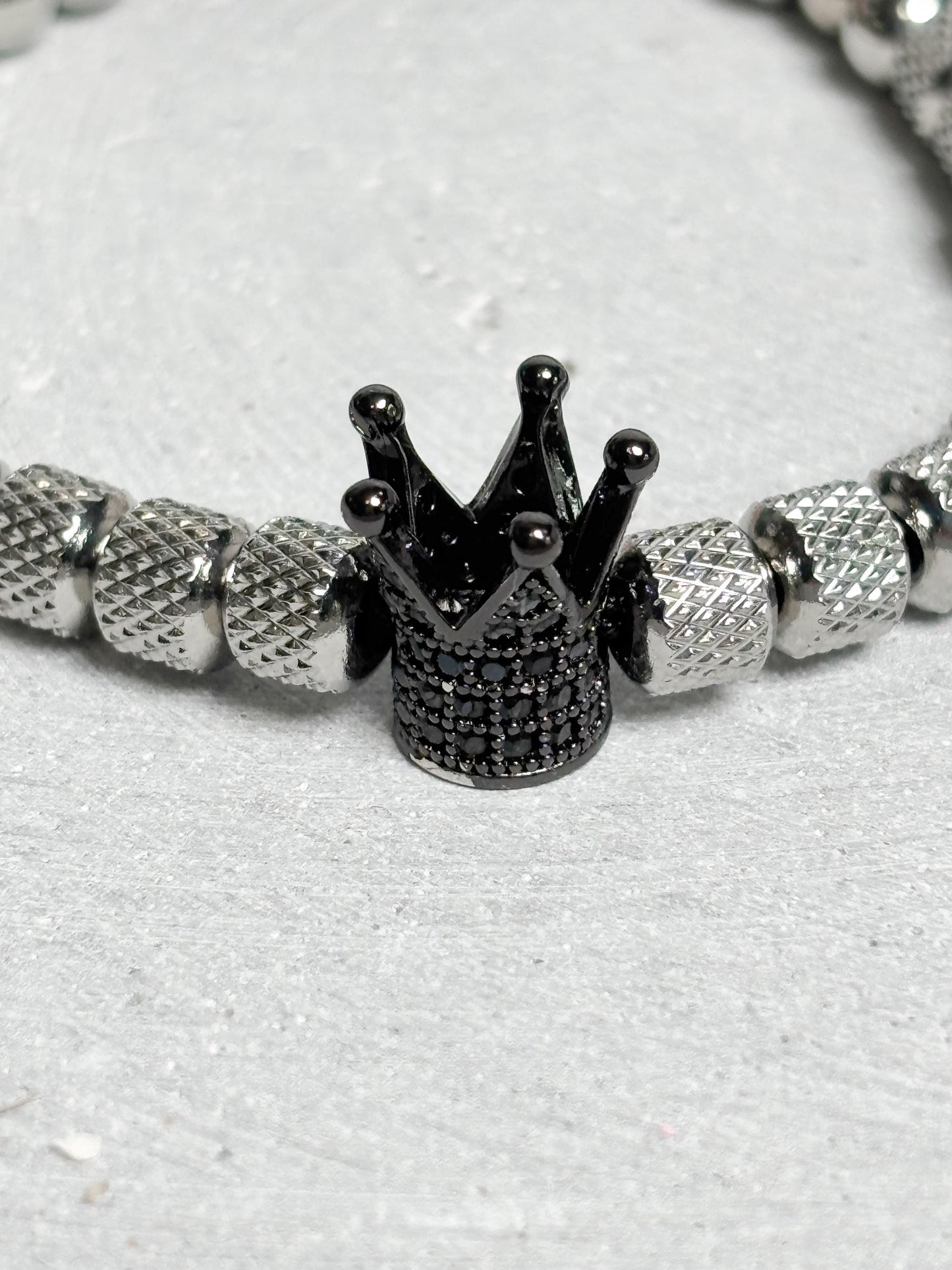 Edelstahl Armband Unisex mit Makramee Schiebeverschluss Perlenarmband verstellbar