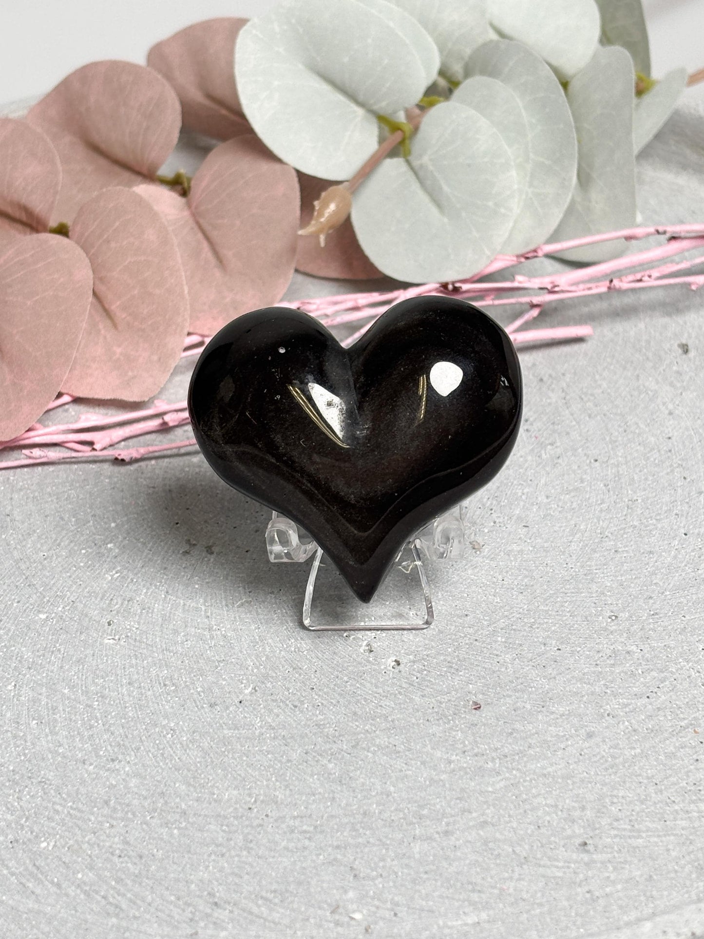 Silber Obsidian Herz 5 cm  Kristall Edelstein Herz Sammlerstein Dekofigur