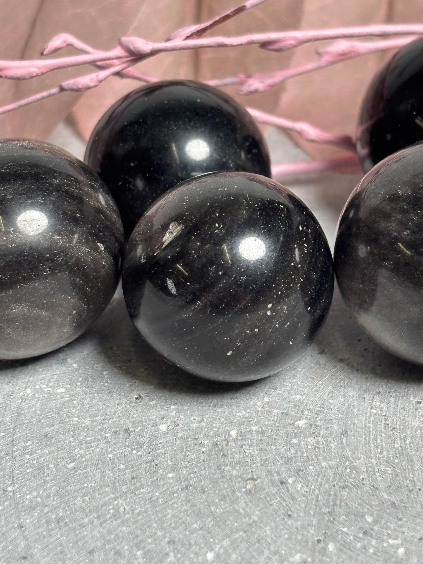 Edelsteinkugel Obsidian Ø 2,12,4 cm  Schwarz oder Silberobsidian  poliert, kleine Dekokugel